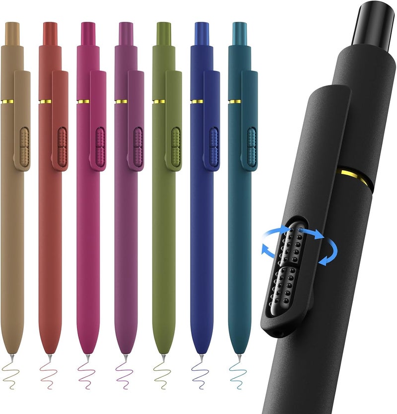 Jimmidda 8Pcs Blue Gel Pens - 0.7mm Blue Ink Pens Medium Point | Smooth Writing - Quick Drying Retractable Pen for Men Women (Vintage - 8Pcs) - Image 1